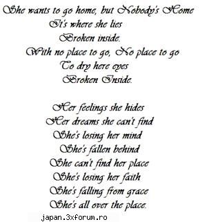 versuri avril lavigne nobody's homei couldn't tell you why she felt that way, she felt couldn't help