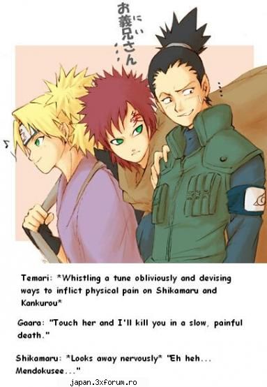 Fan Gallery ^^ - shikamaru and temari and gaara when they are at - White Rosses